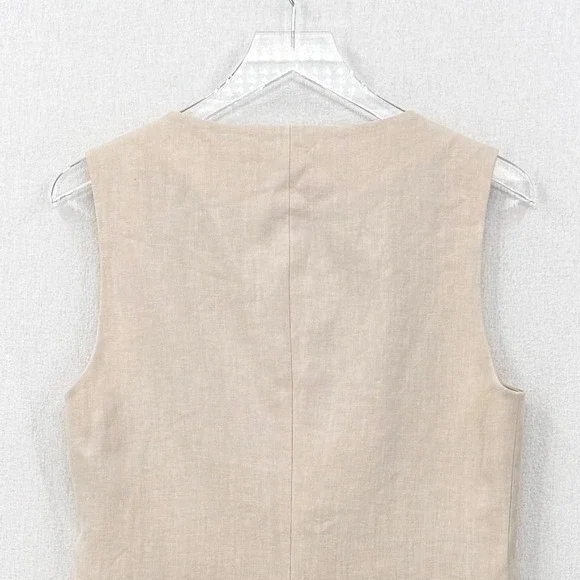 ENZA COSTA Linen Tunic Vest Womens Medium Flax Natural Sleeveless Quiet Luxury - Picture 6 of 16